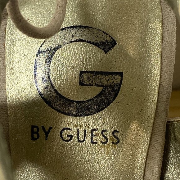 G by Guess Taupe Suede Caged Block Heels Pointed Toe Strappy Pumps Size 7 - Picture 8 of 8